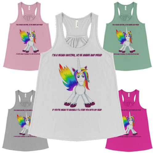 rainbow vegan unicorn ladies tank top